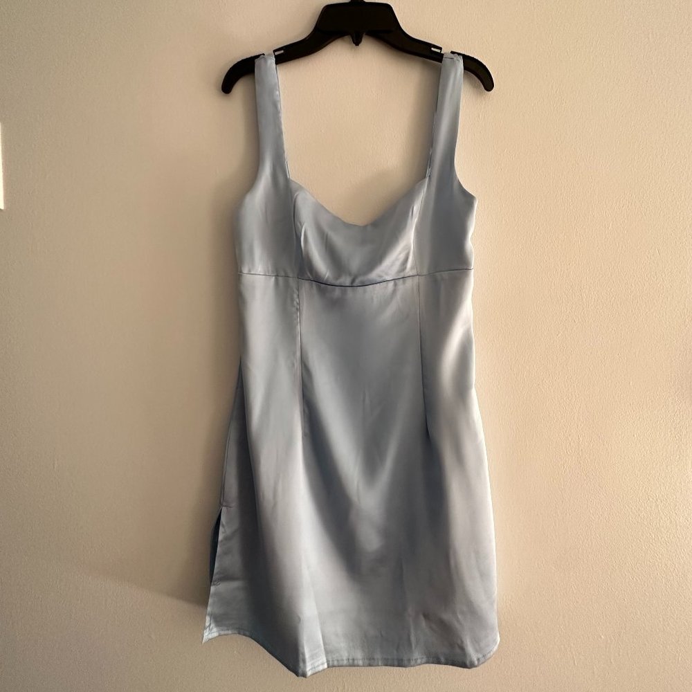BB EXCLUSIVE  Londyn Blue Satin Mini Dress